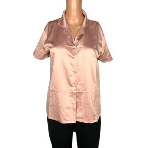 Flora Nikrooz Victoria Charmeuse Pajama Top, Women's Size S, Smoked Rose